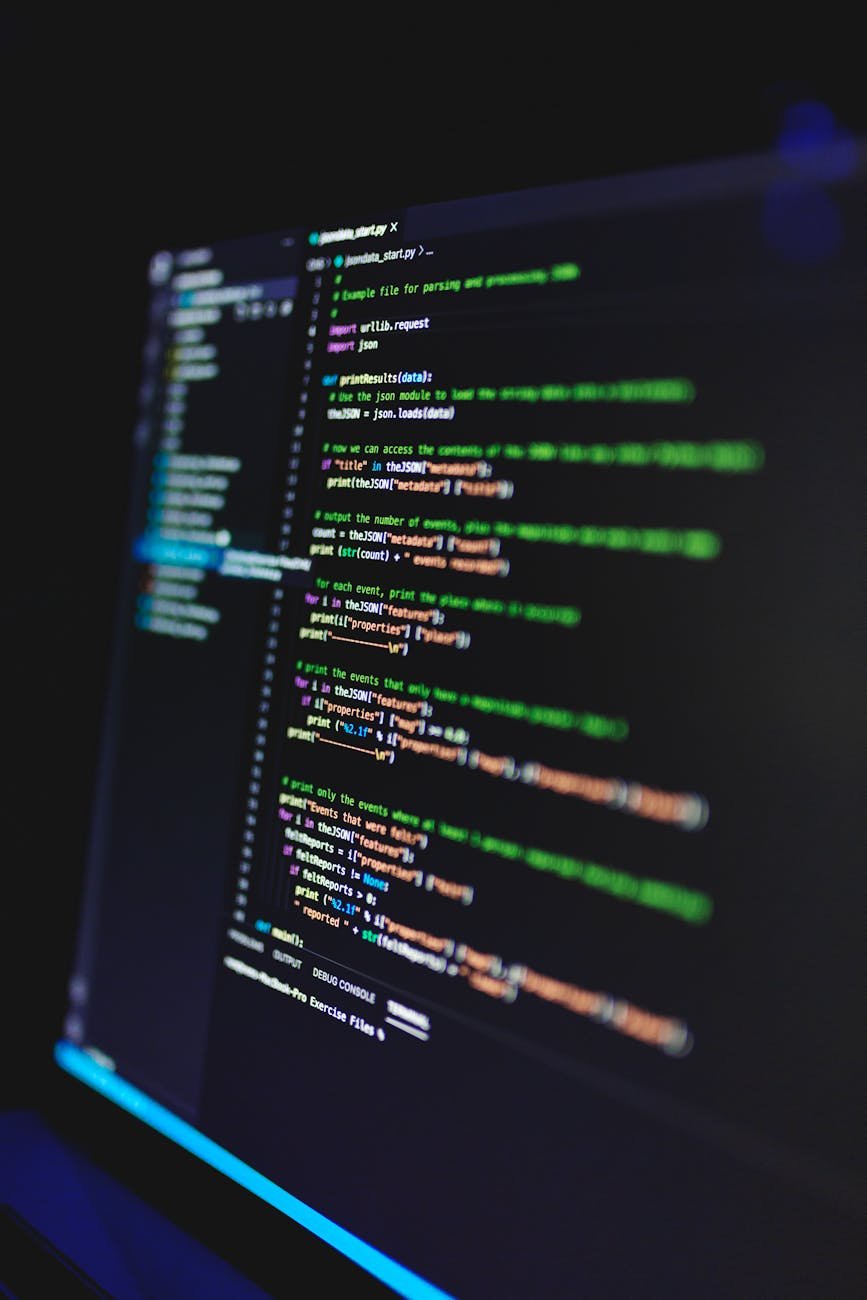 code on screen
